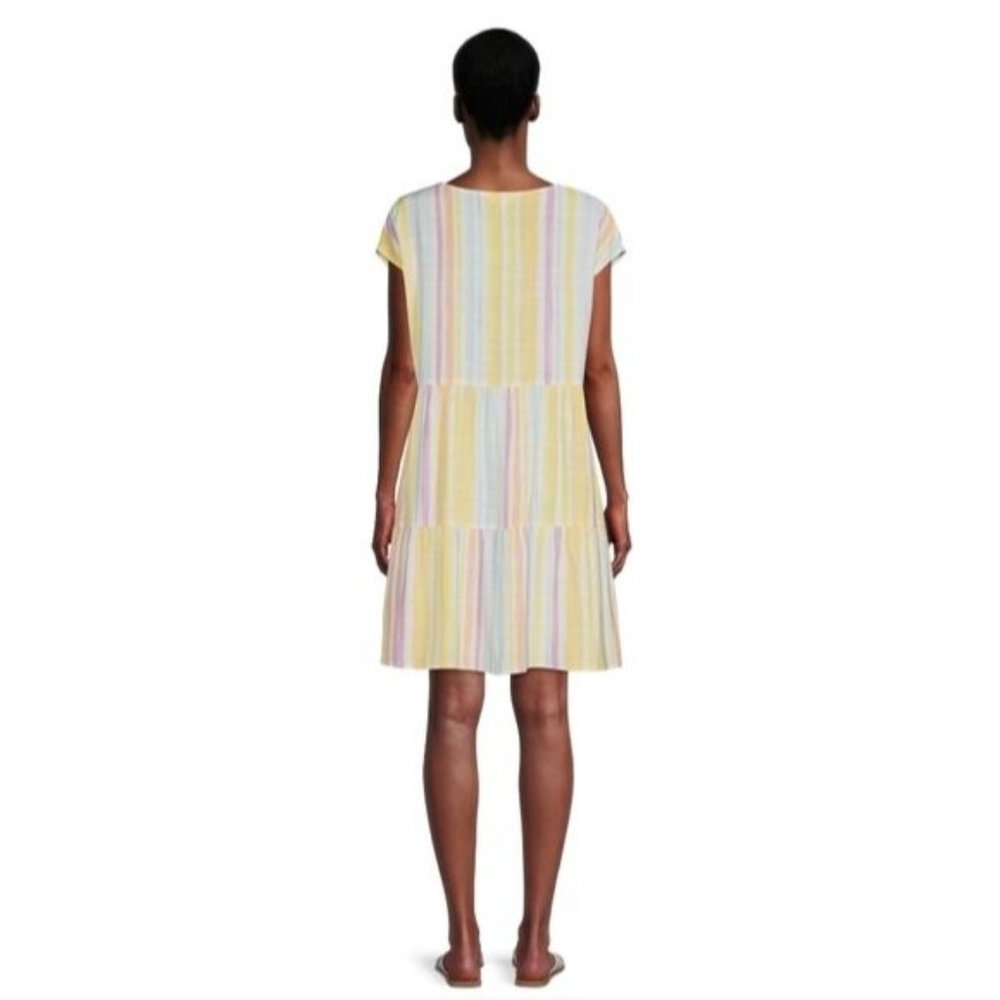 Time and Tru Women's Woven Print Dress with Flounce Hem V-Neck Size XXL - Picture 13 of 15